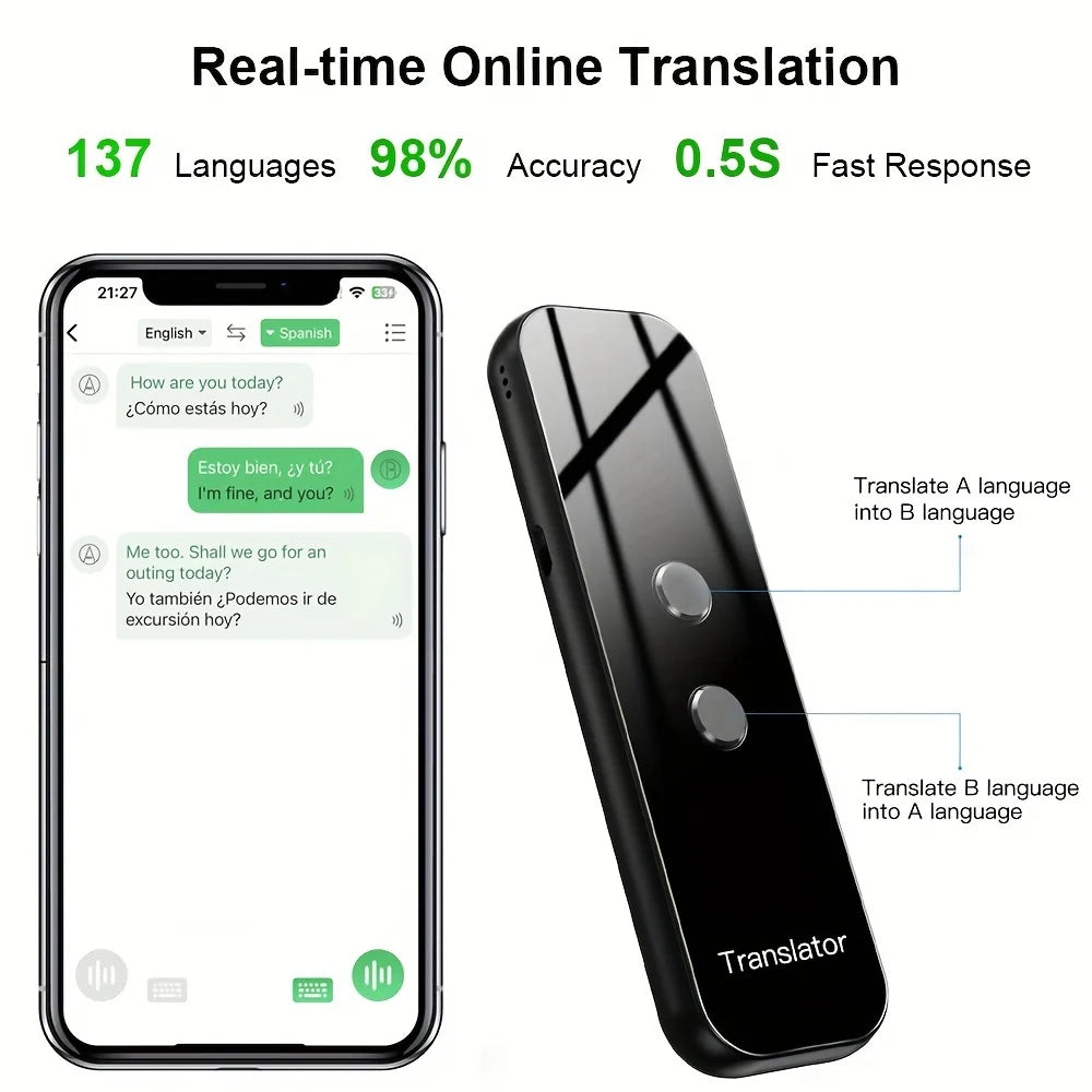 Smart Voice Translator Device – 137 Languages Real-Time Translation