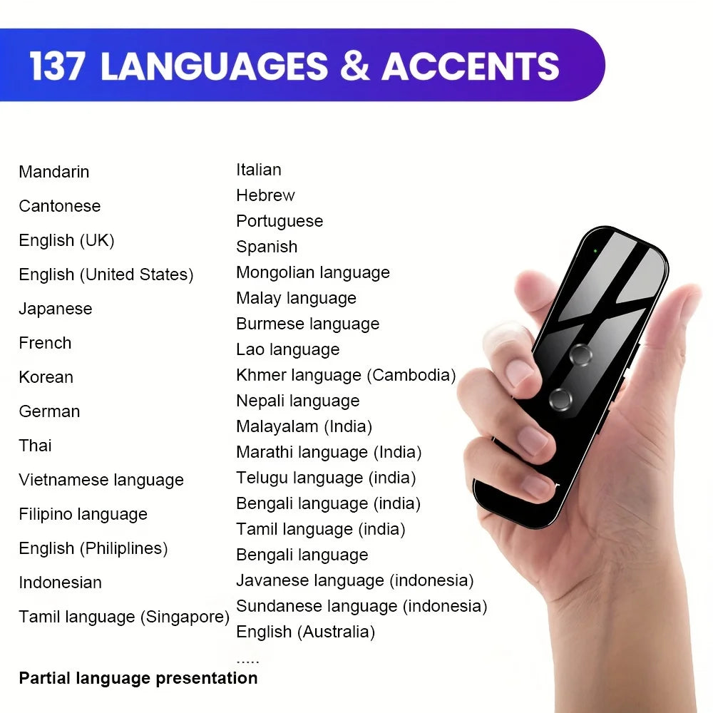 Smart Voice Translator Device – 137 Languages Real-Time Translation